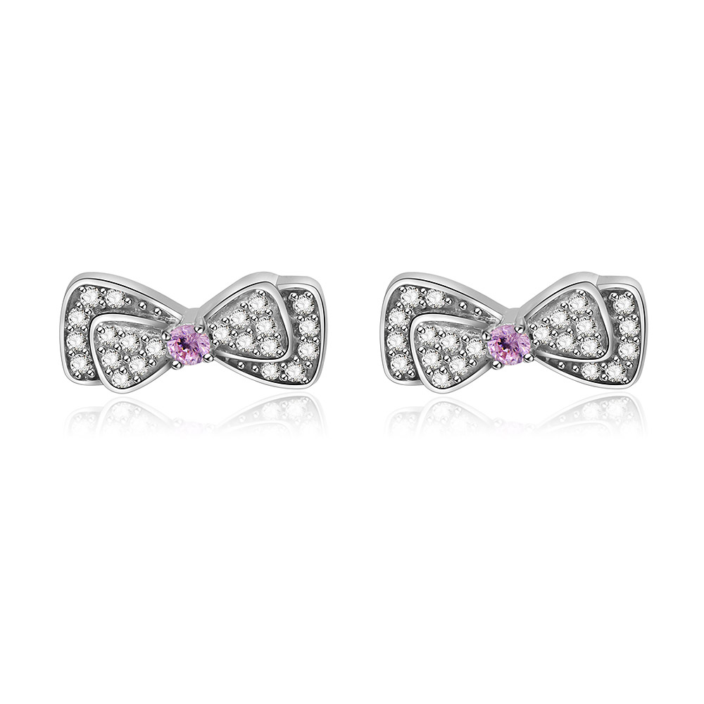 Mini Silver Bow Stud Earrings
